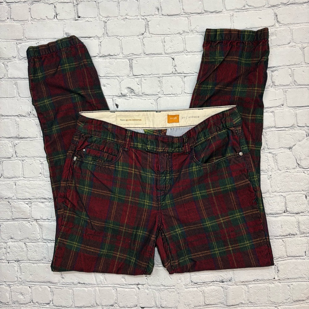 Anthropologie Pilcro And The Letterpress Corduroy Pants Size 28 Hyphen Fit Plaid